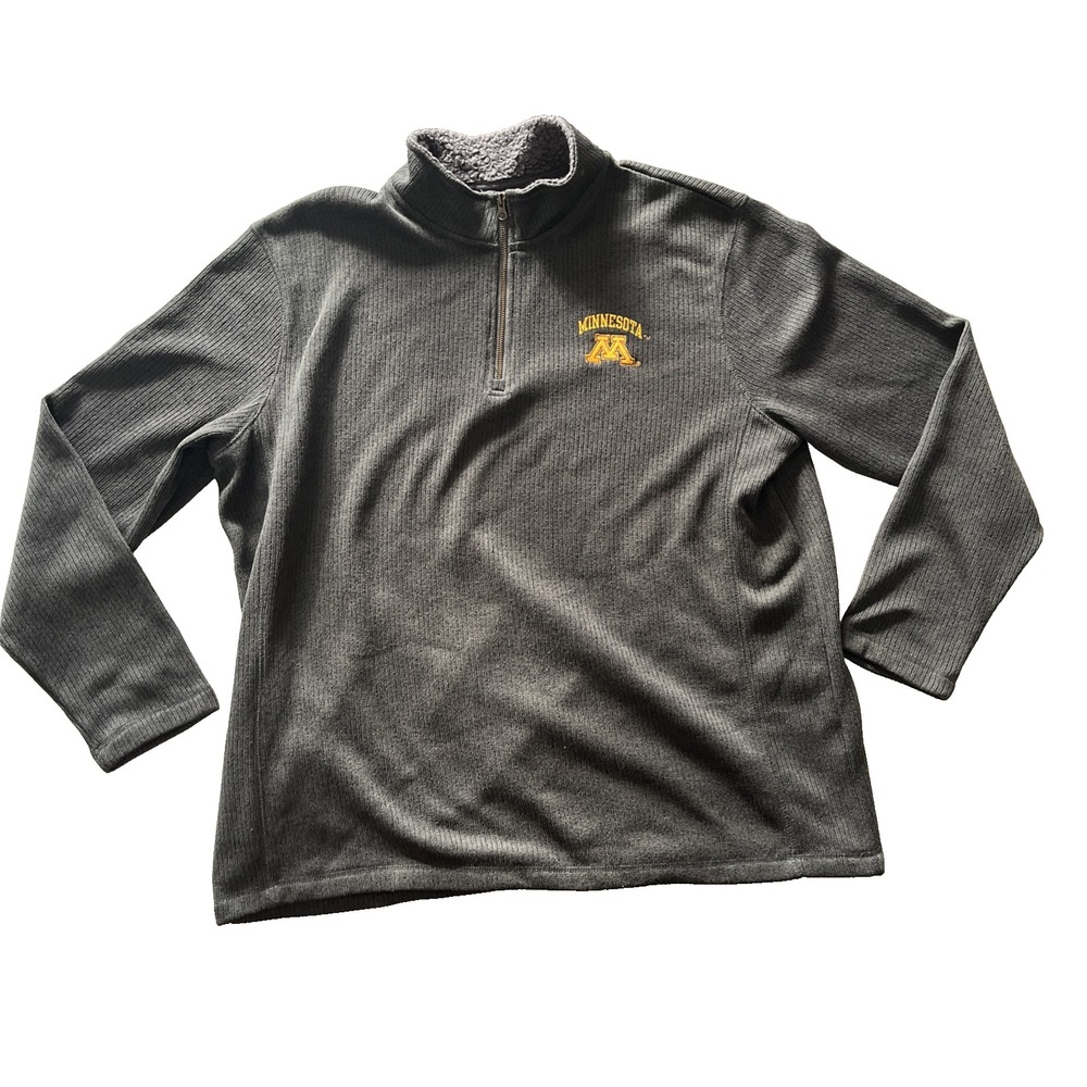 Champion Men's Size 2XL Minnesota Golden Gophers Quarter Zip Gray Ribbed Sweater